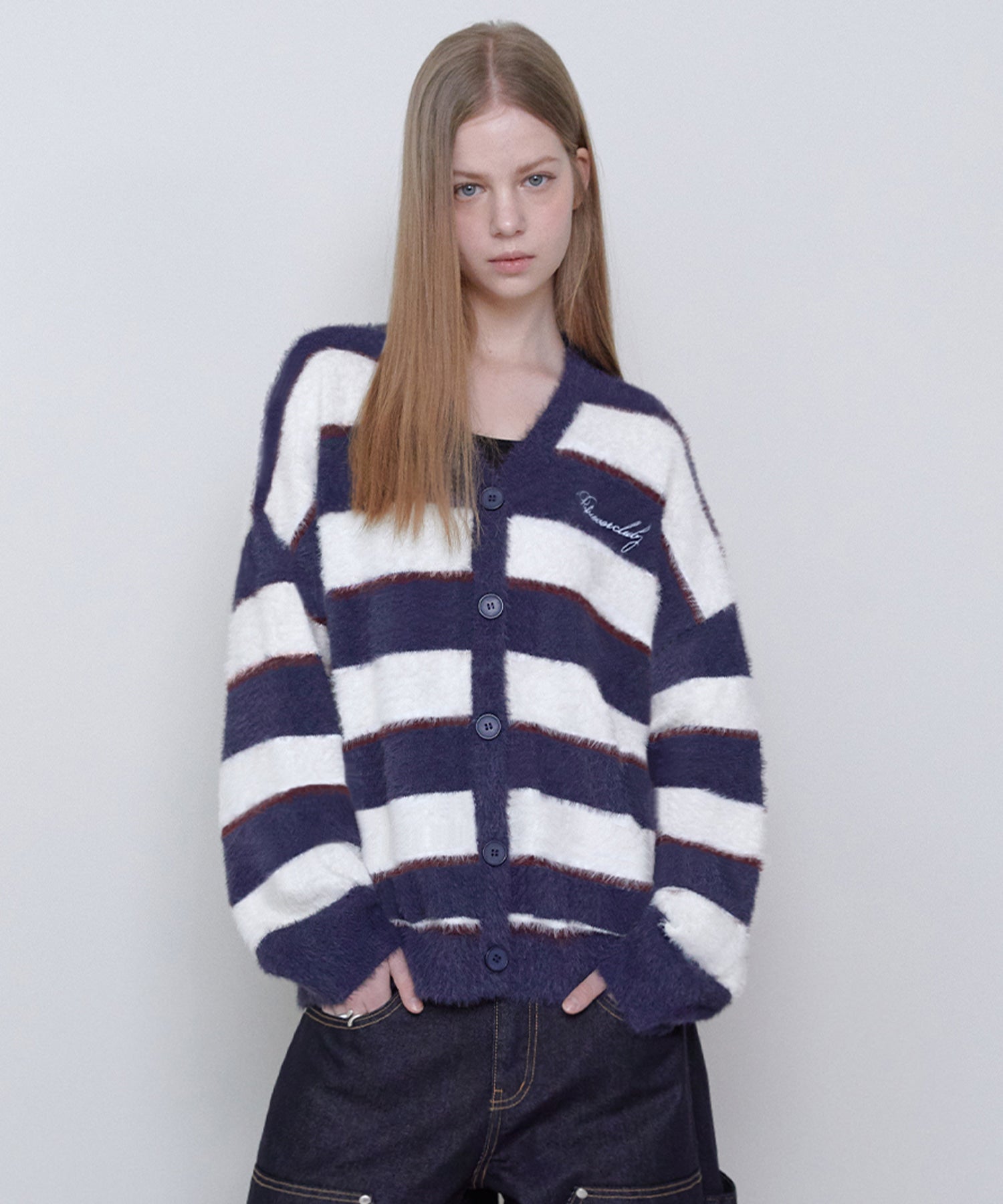 MULTI STRIPE CARDIGAN [NAVY]