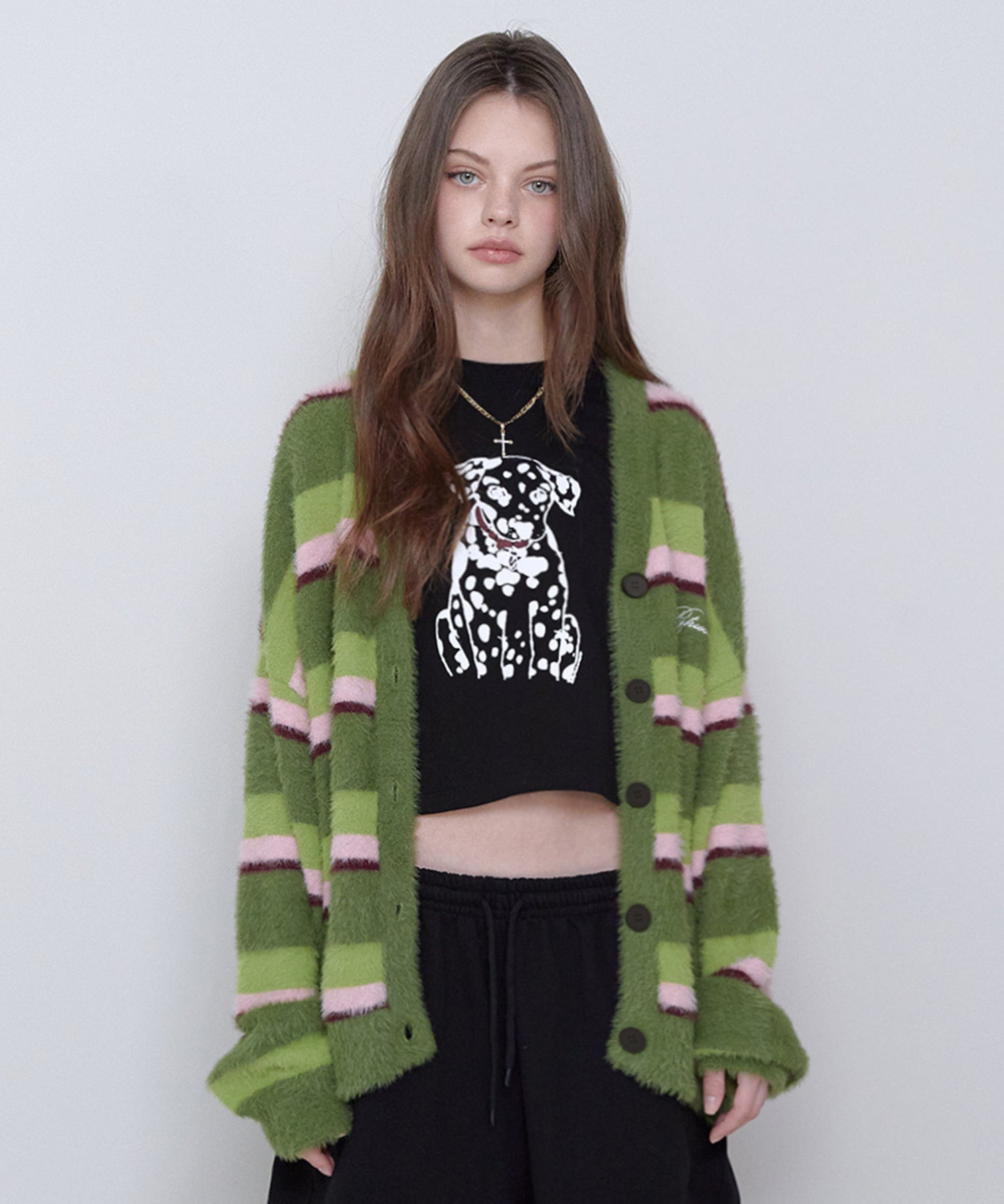 MULTI STRIPE CARDIGAN [LIME]