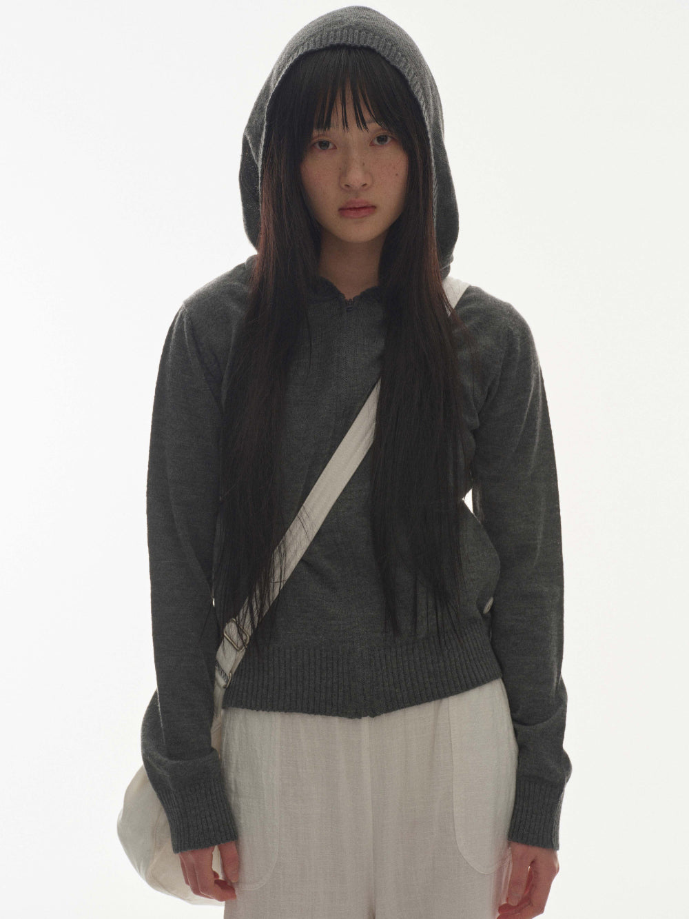 SOFT KNIT ZIP-UP CHARCOAL